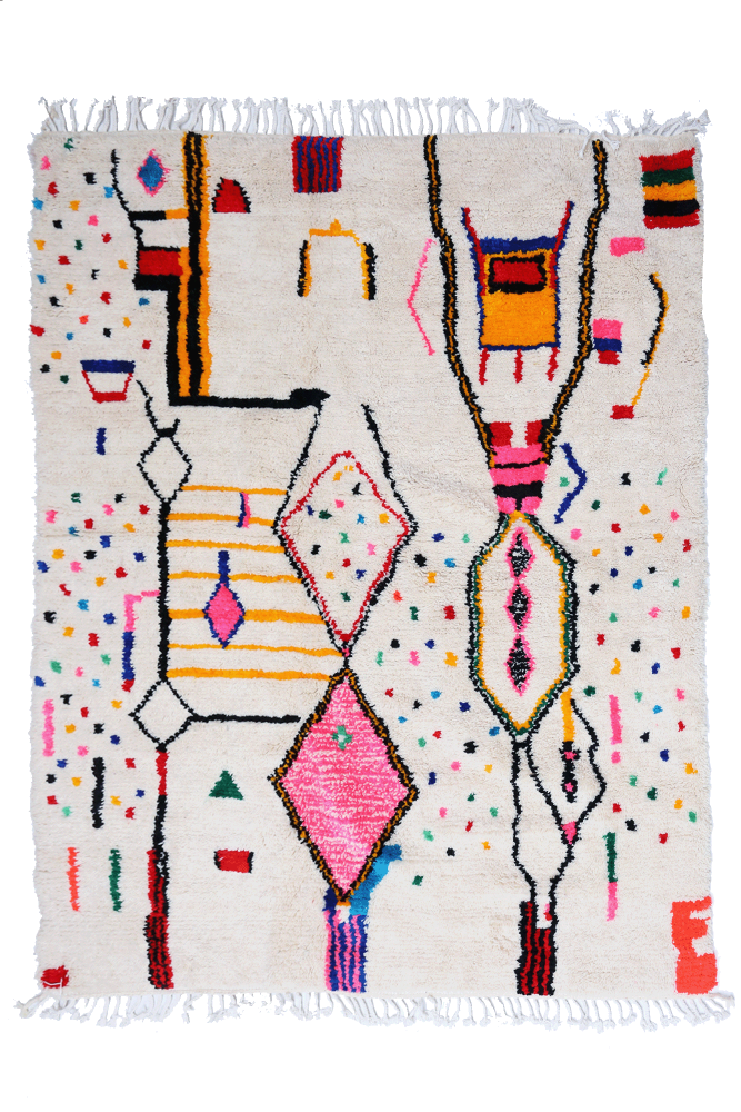 "Joyful Collection" Vivid Zig-Zag Azilal Area Rug  248 x 204cm
