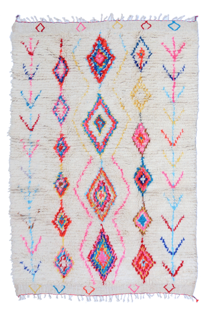 Azilal Joyful Collection – Rainbow Cascade Moroccan Wool Rug 246 x 155cm