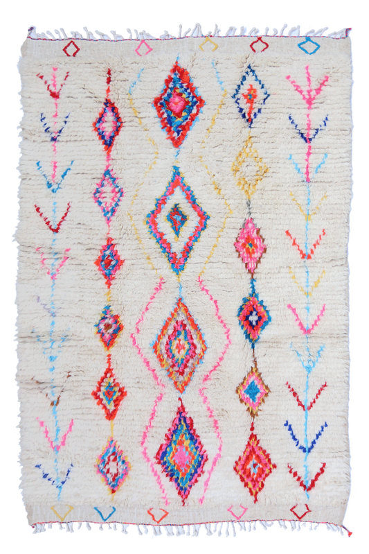 Azilal Joyful Collection – Rainbow Cascade Moroccan Wool Rug 246 x 155cm