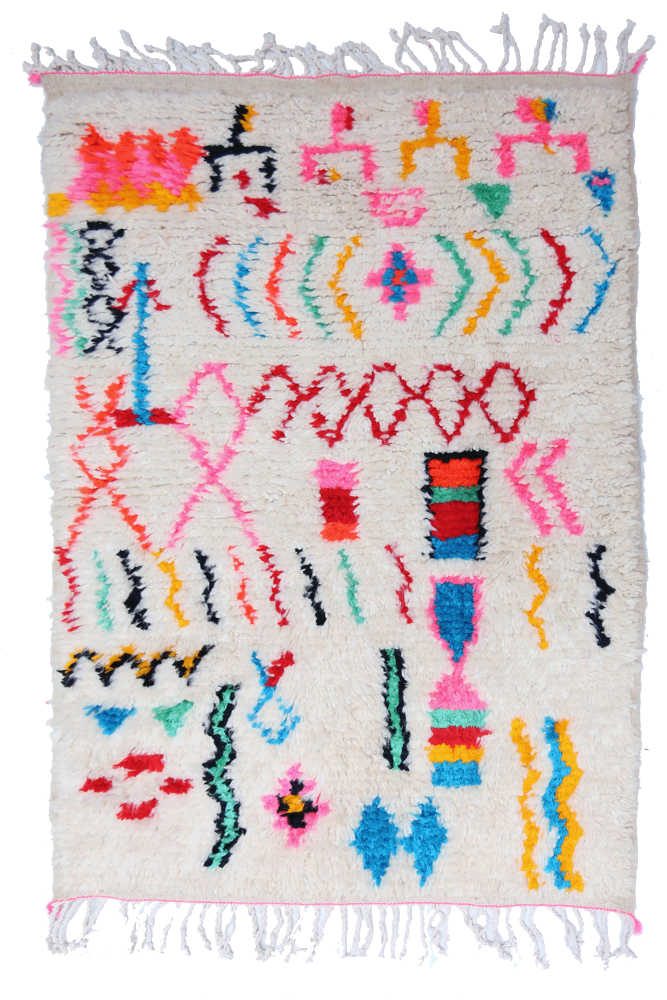 "Joyful Collection"  Mosaic Cipher Azilal Wool Rug 153 x 100 cm