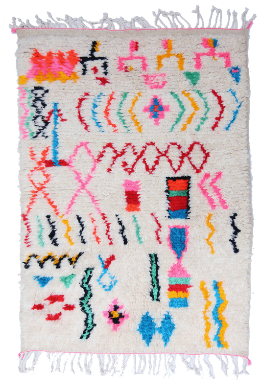 "Joyful Collection"  Mosaic Cipher Azilal Wool Rug 153 x 100 cm