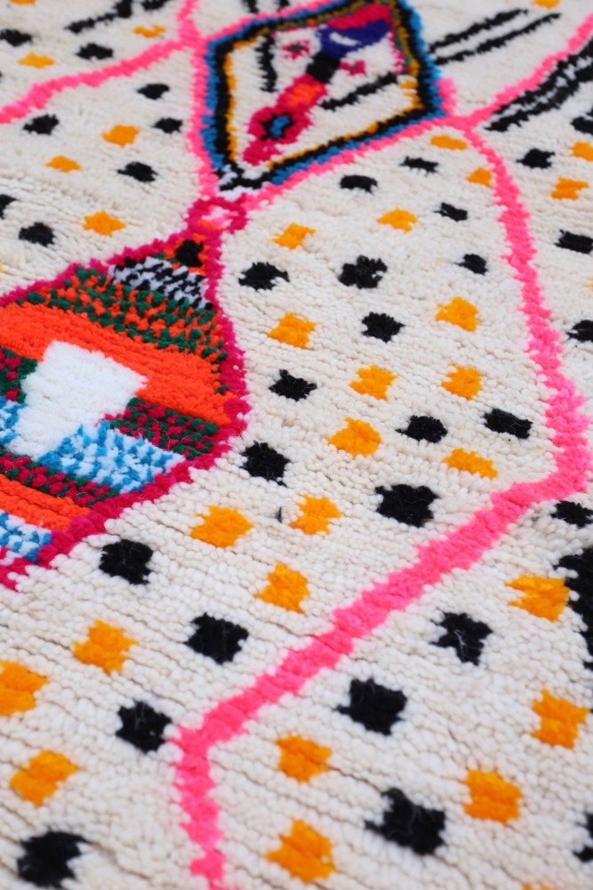 Azilal Joyful Collection – Diamond Burst Moroccan Wool Rug 156 x 97cm