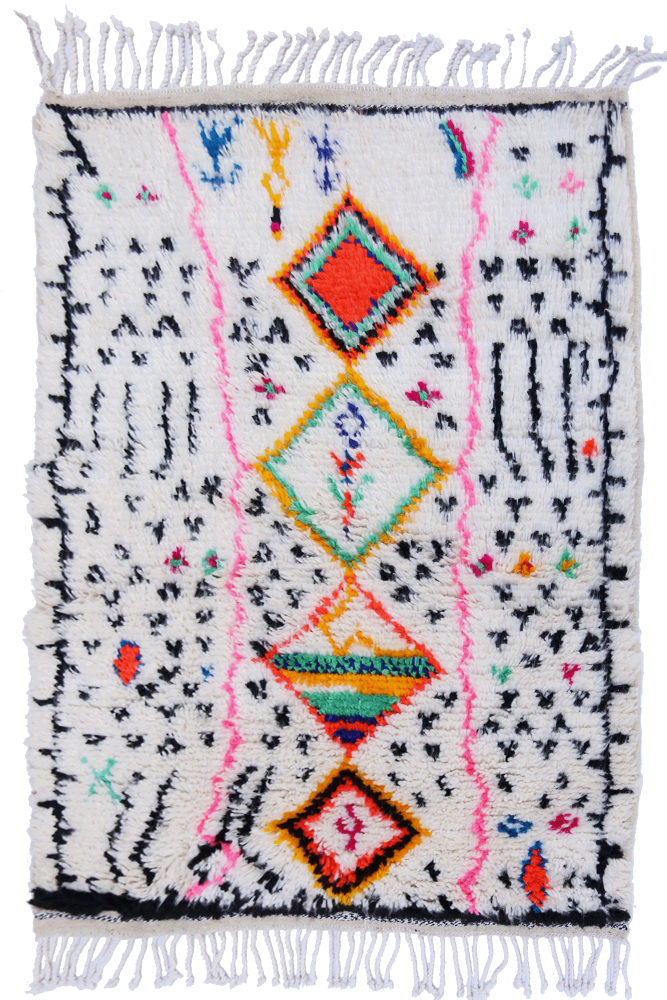 Joyful Collection: Diamond Bloom Azilal Wool Rug 156 x 105cm