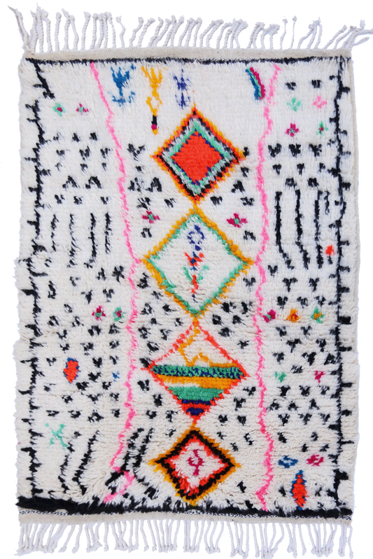 Joyful Collection: Diamond Bloom Azilal Wool Rug 156 x 105cm