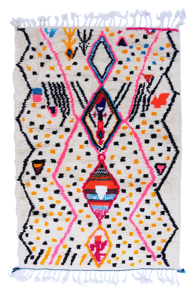 Azilal Joyful Collection – Diamond Burst Moroccan Wool Rug 156 x 97cm