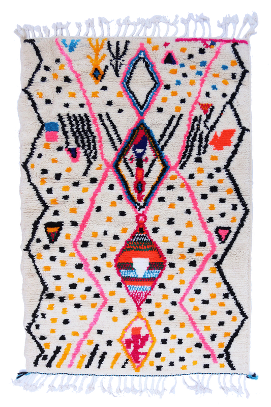 Azilal Joyful Collection – Diamond Burst Moroccan Wool Rug 156 x 97cm