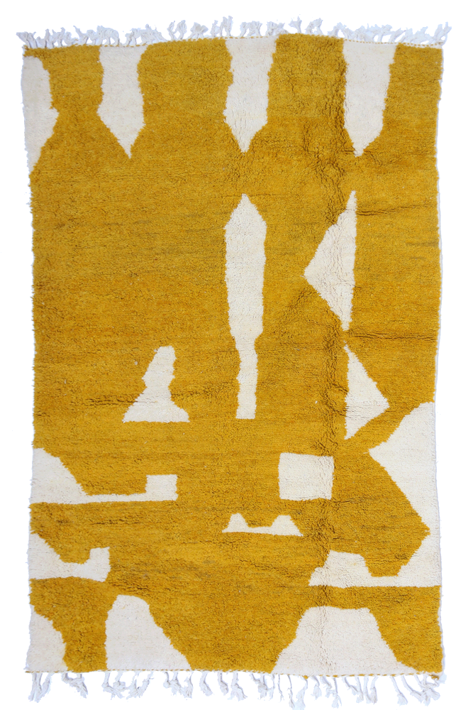 Mustard Geometric Azilal Wool Rug  266 x 149cm
