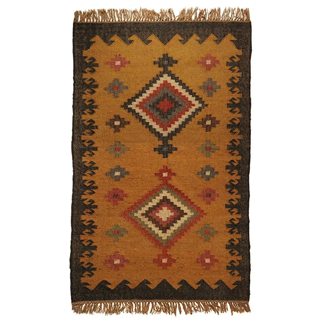 Kilim Ottoman Wool and Jute Ankara Pattern