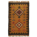 Kilim Ottoman Wool and Jute Ankara Pattern