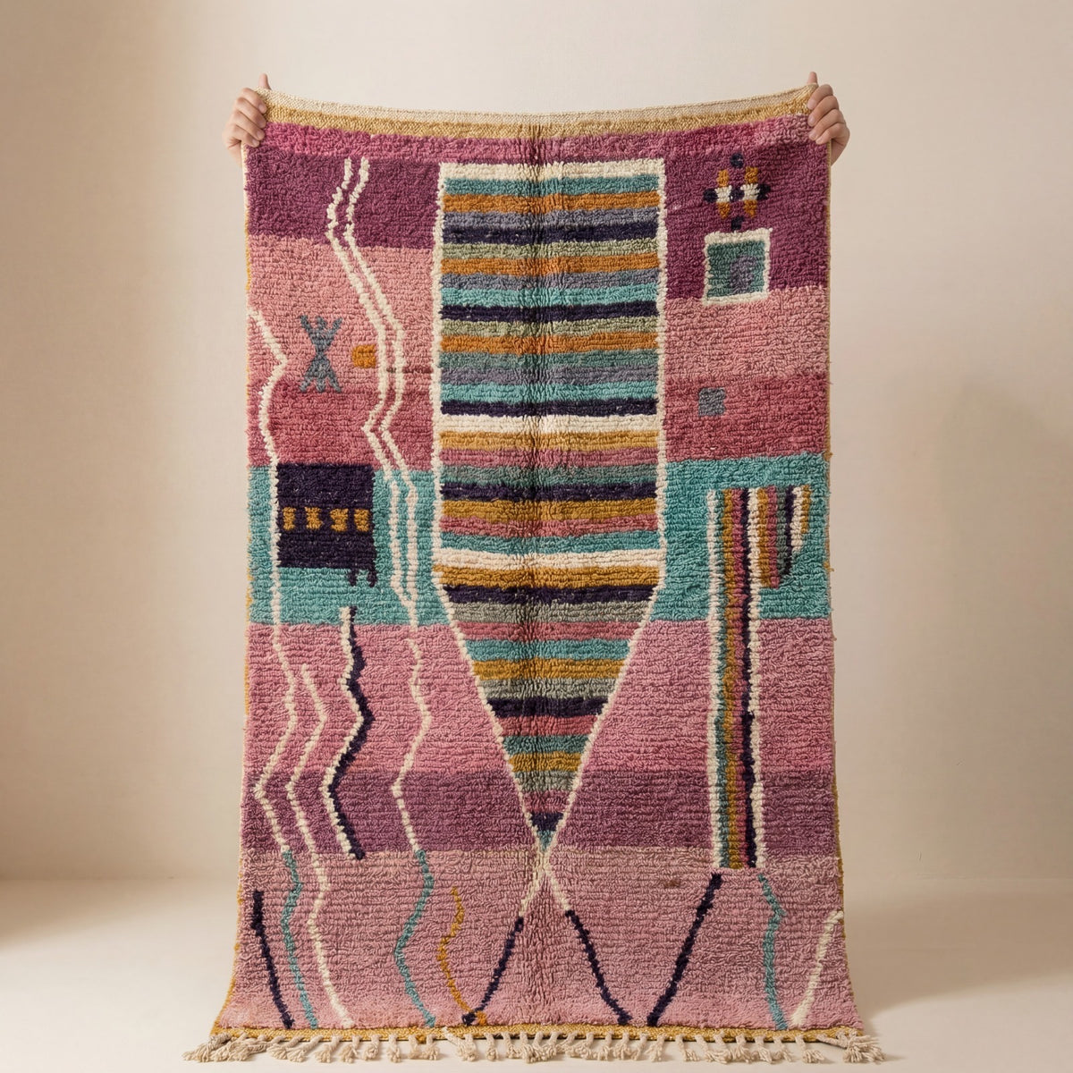 Mauve Authentic Boujad Moroccan Wool Rug 250x150