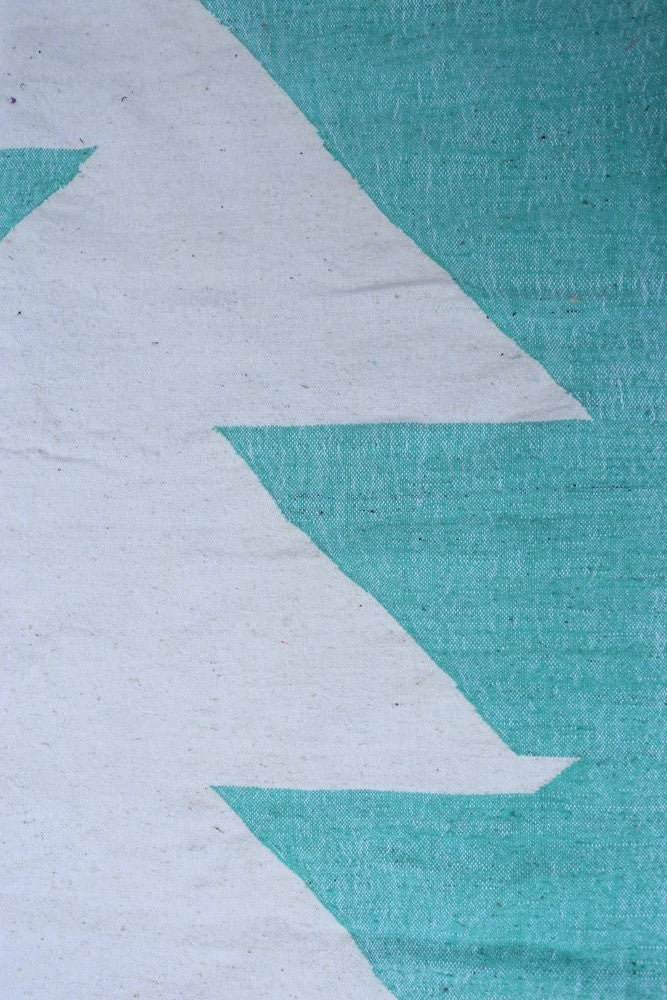 Mint Glacier Abstract Wool Kilim 242 x 147cm