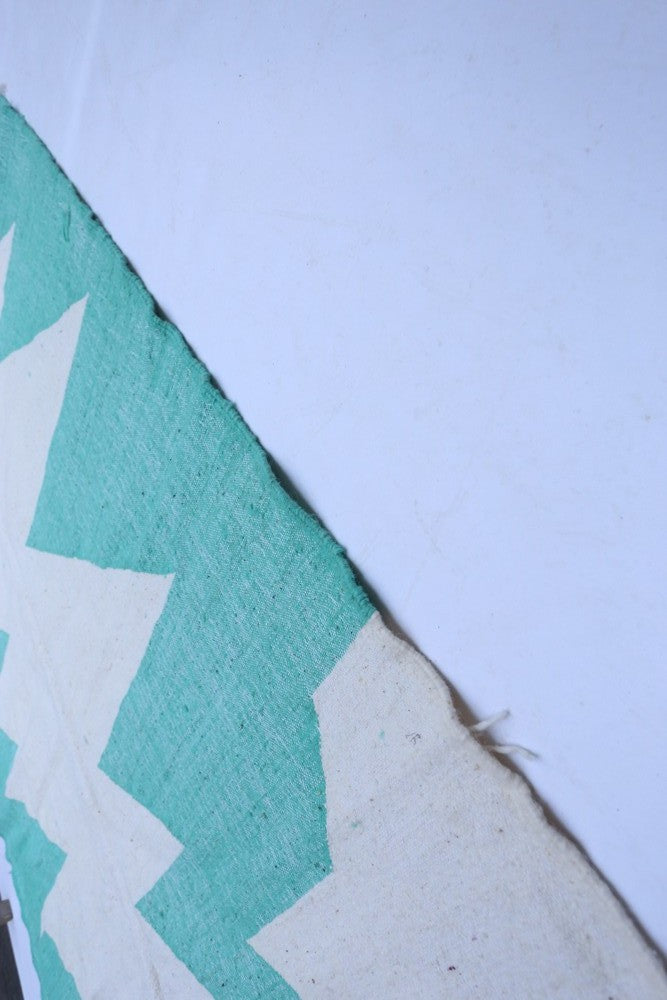 Mint Glacier Abstract Wool Kilim 242 x 147cm