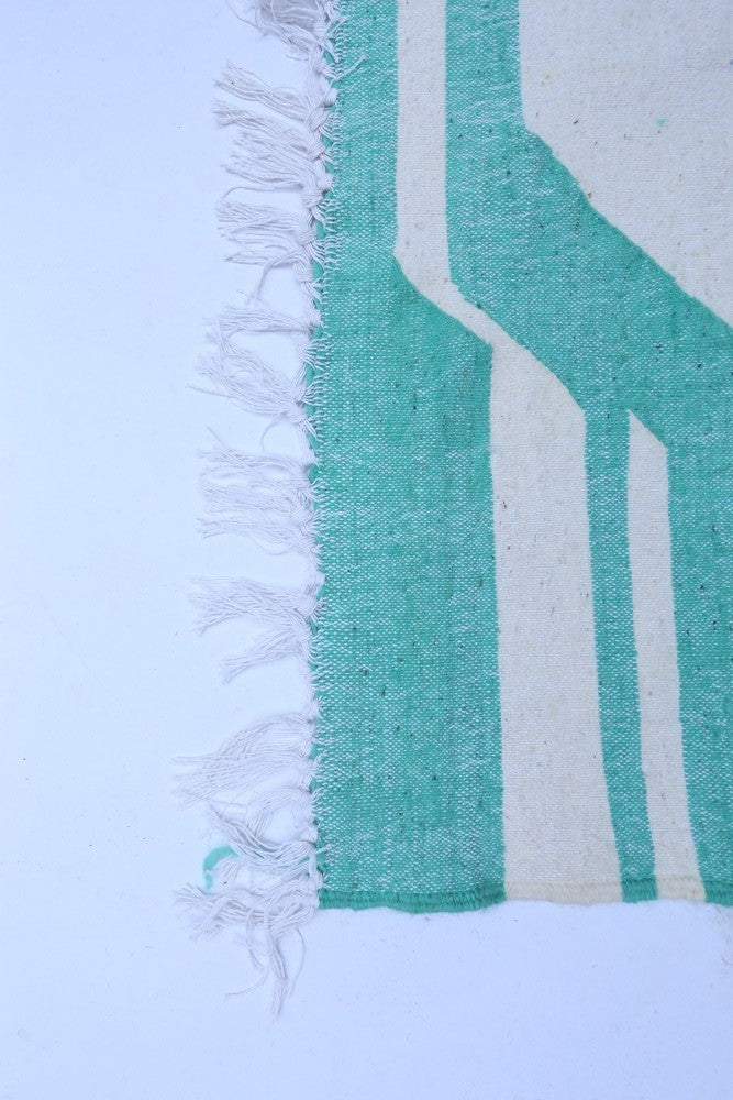 Mint Glacier Abstract Wool Kilim 242 x 147cm