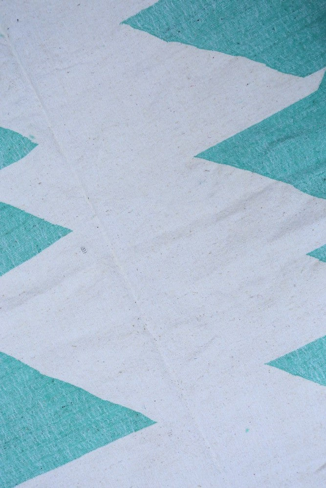 Mint Glacier Abstract Wool Kilim 242 x 147cm