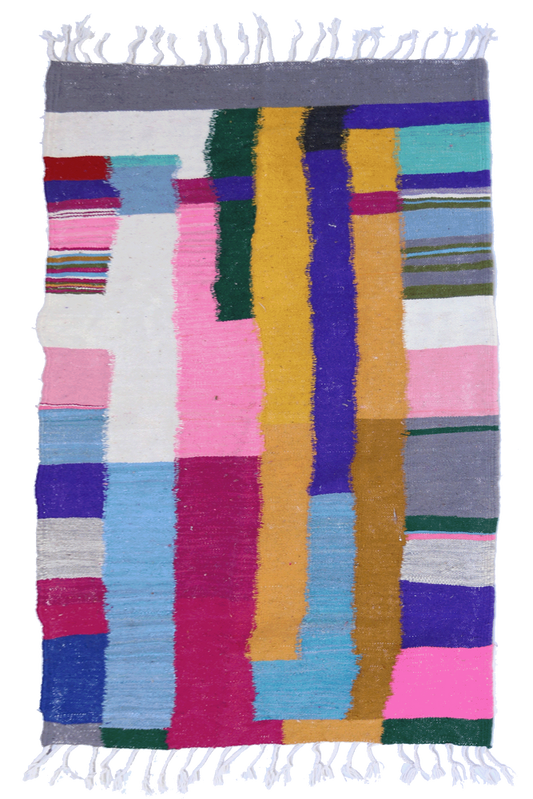 Color Block Rebellion Wool Kilim 212 x 105cm