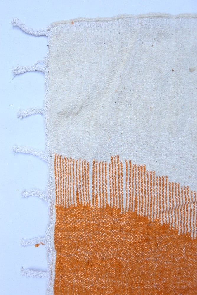 Handwoven Yellow Wool Kilim Rug 243 x 146 cm