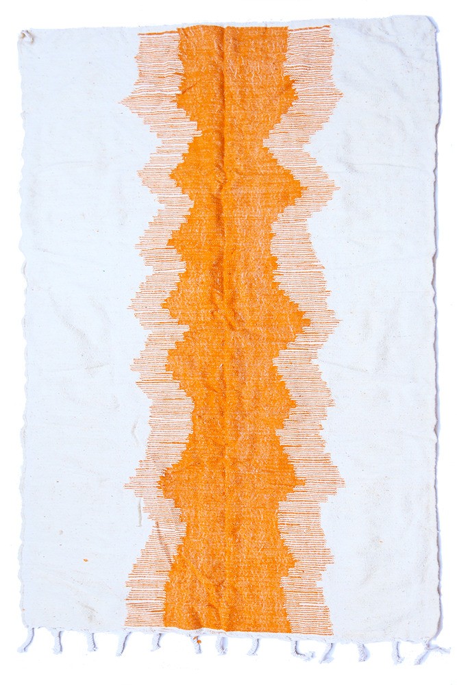 Handwoven Yellow Wool Kilim Rug 243 x 146 cm