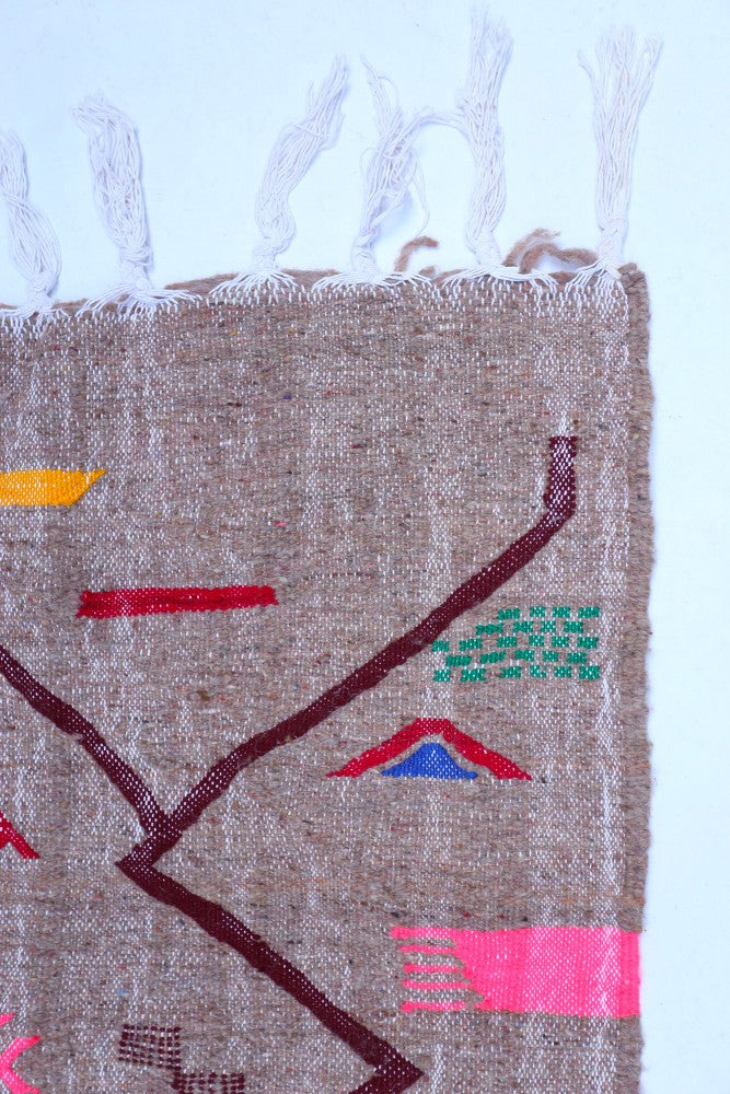 Handwoven Brown Wool Kilim Rug – 225 x 143 cm