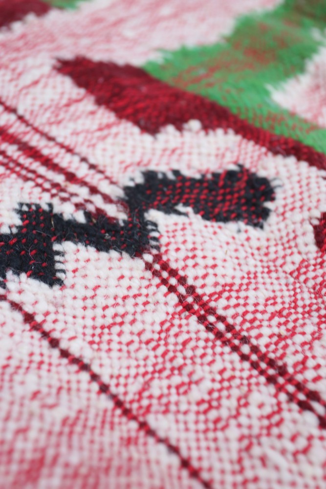 Crimson Pulse Abstract Wool Kilim 227 x 158cm