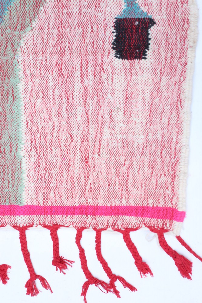 Crimson Pulse Abstract Wool Kilim 227 x 158cm