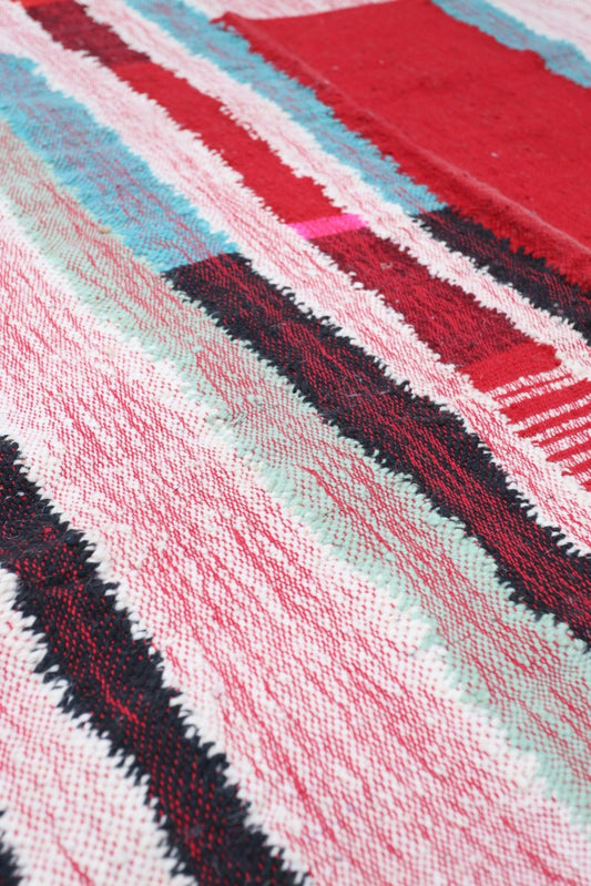 Crimson Pulse Abstract Wool Kilim 227 x 158cm