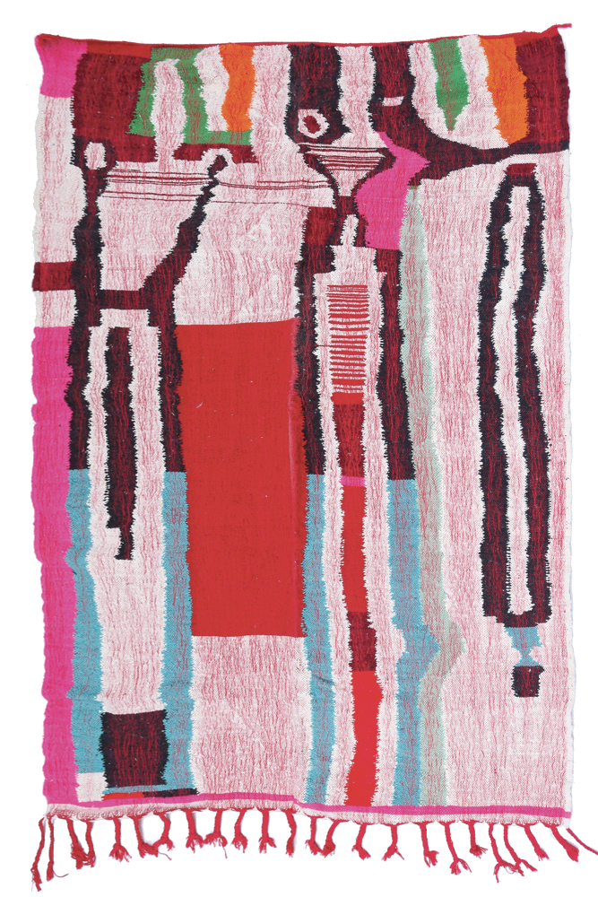Crimson Pulse Abstract Wool Kilim 227 x 158cm