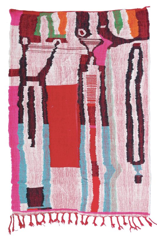 Crimson Pulse Abstract Wool Kilim 227 x 158cm