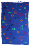 Handwoven Moroccan Kilim Rug – 237 x 144 cm – Deep Blue Wool