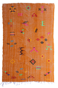 Handwoven Orange Wool Kilim Rug – 225 x 143 cm