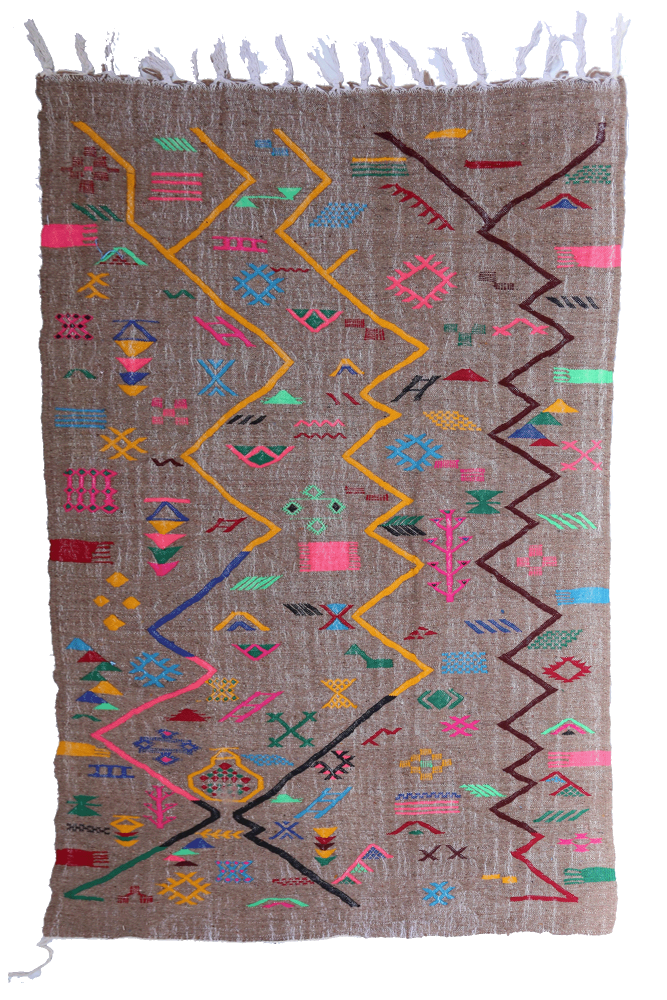 Handwoven Brown Wool Kilim Rug – 225 x 143 cm